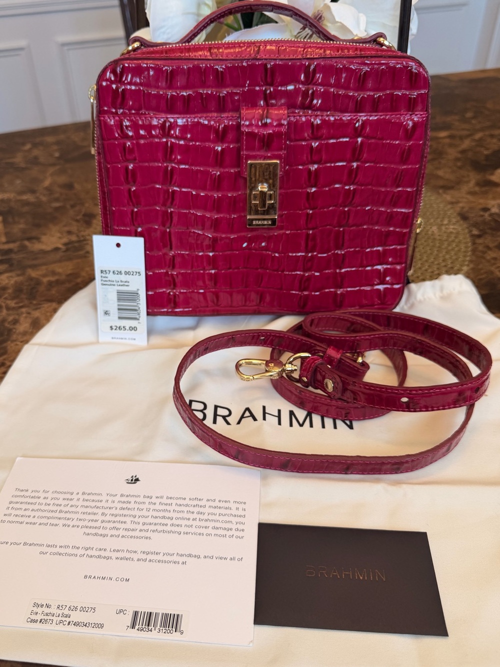 Brahmin Evie Fuschia La Scala with original tags and paperwork!